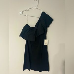 Black one shoulder ruffle dress